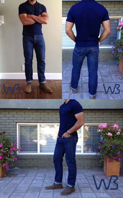 example of Levi's 501 model on a well-built guy (click to enlarge)