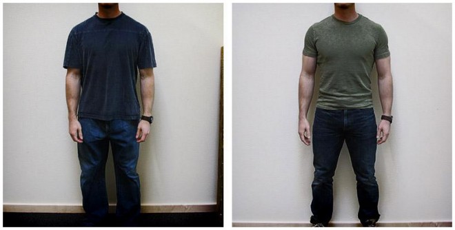 The (noticeable) difference in sizing when a man is more muscular. (via Scrawny to Brawny)