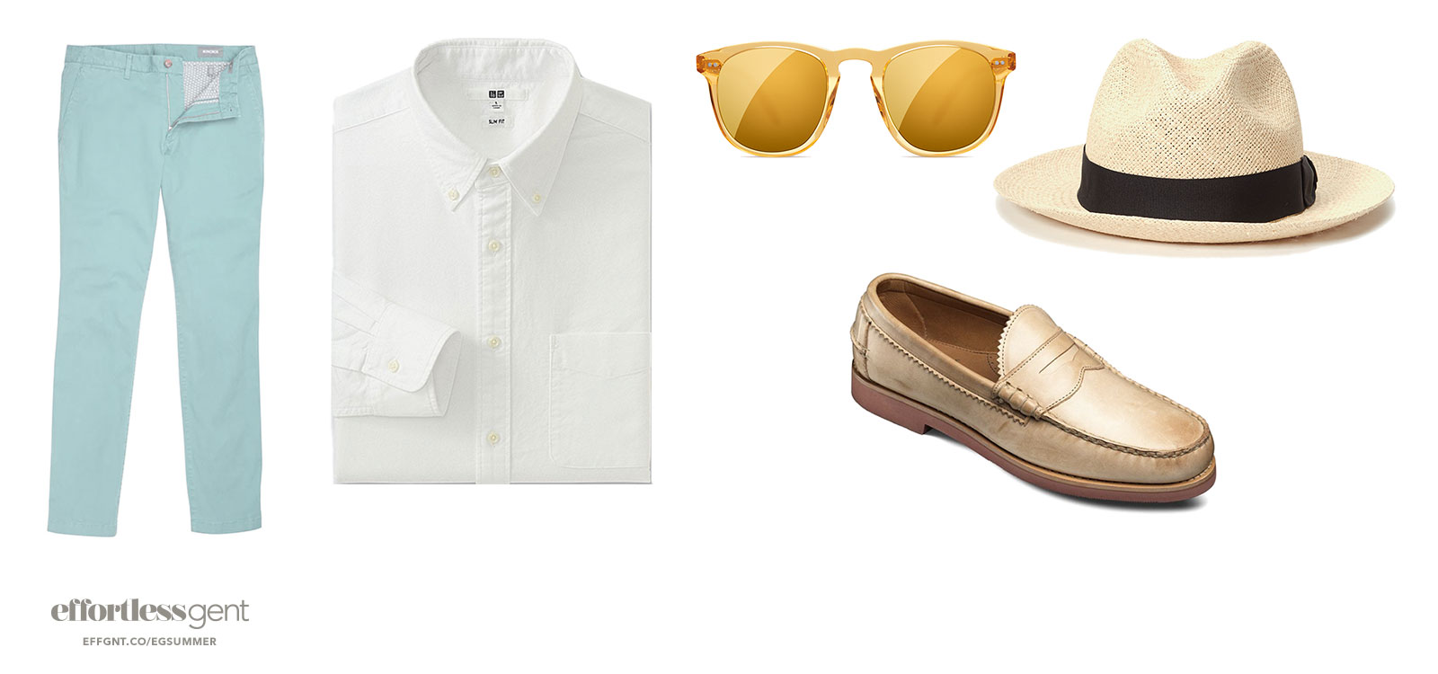 poolside outfit sharp summer clothes with light green pants white shirt loafers sunglasses and fedora