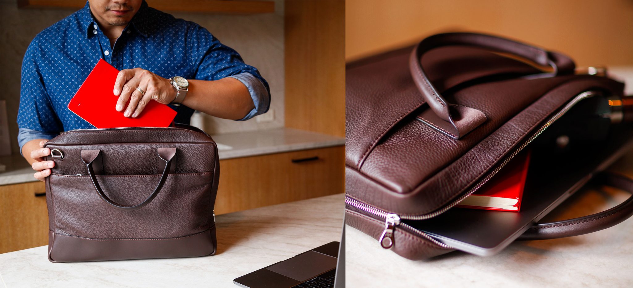 ledaveed leather briefcase - full bag
