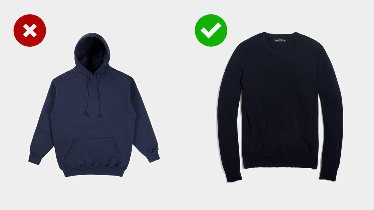 teenage style upgrade -- wearing a navy sweater instead of a navy hoodie