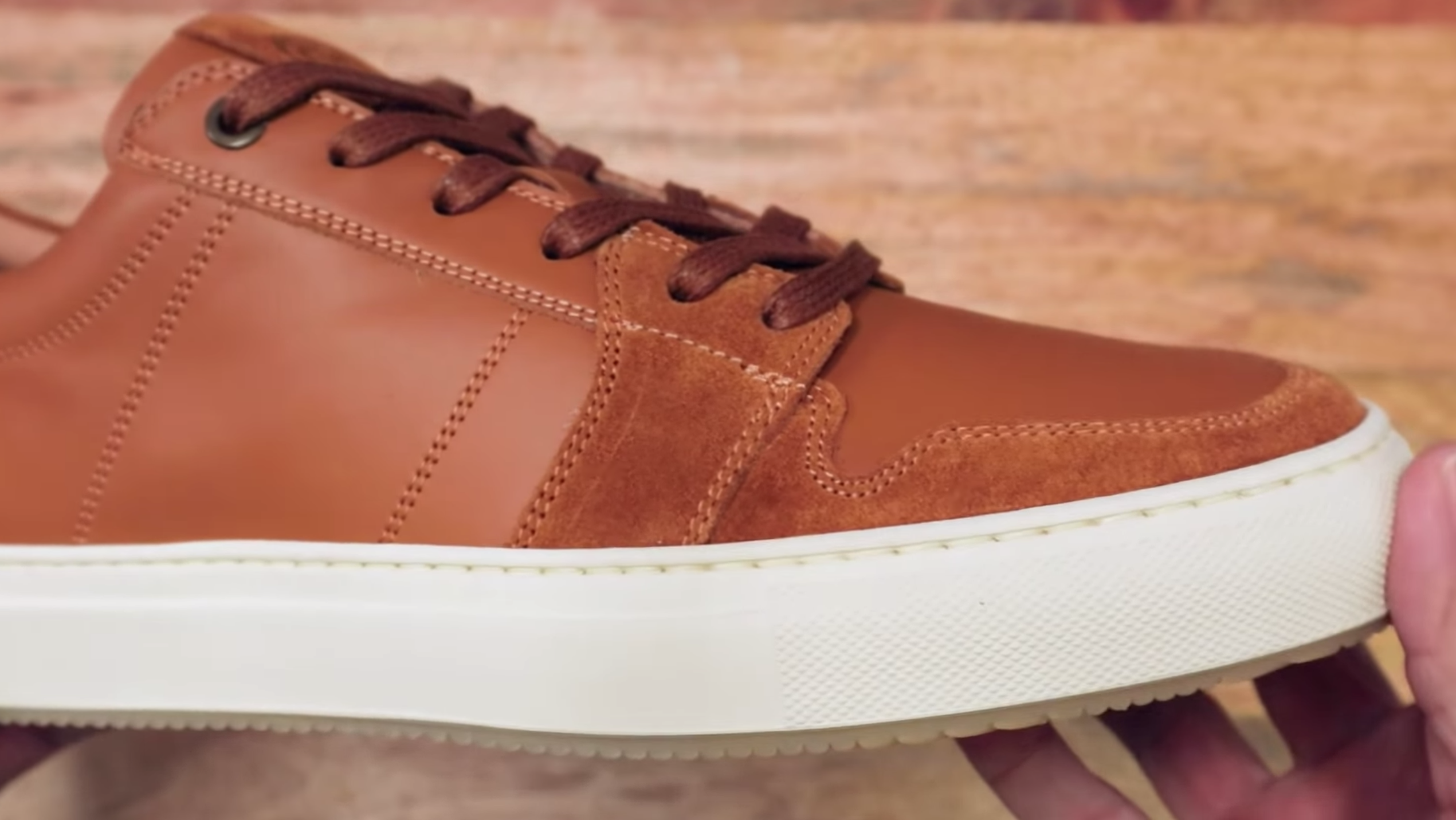 Greats Court leather sneakers with suede detail
