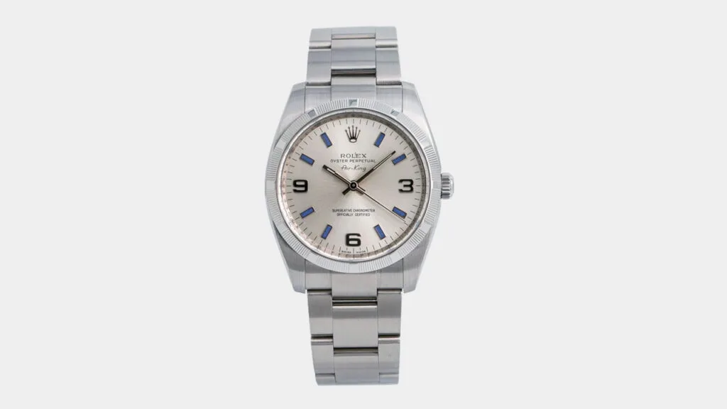 best entry level rolex air-king with steel case bracelet and champagne dial