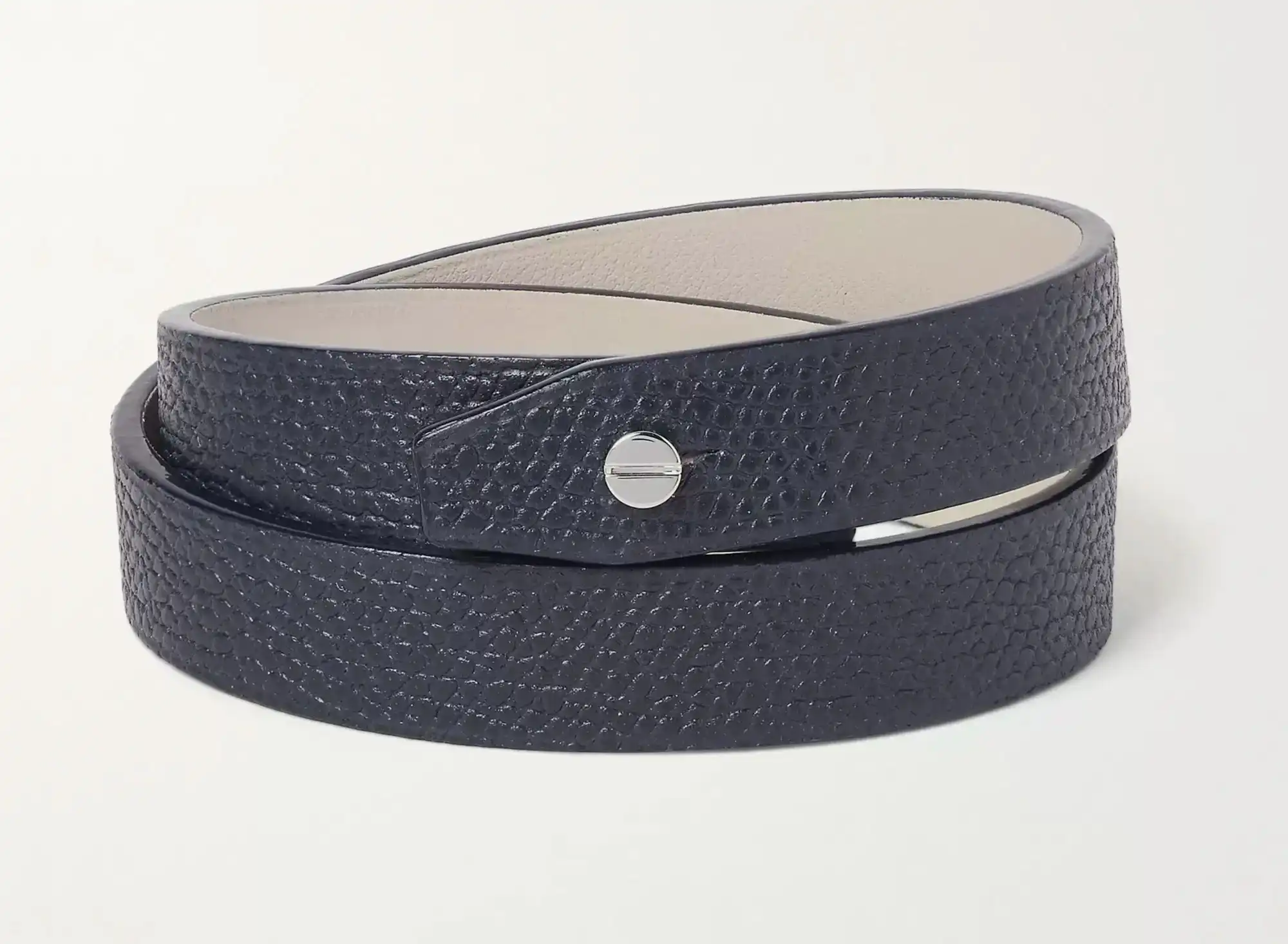 Valextra Navy Leather Bracelet