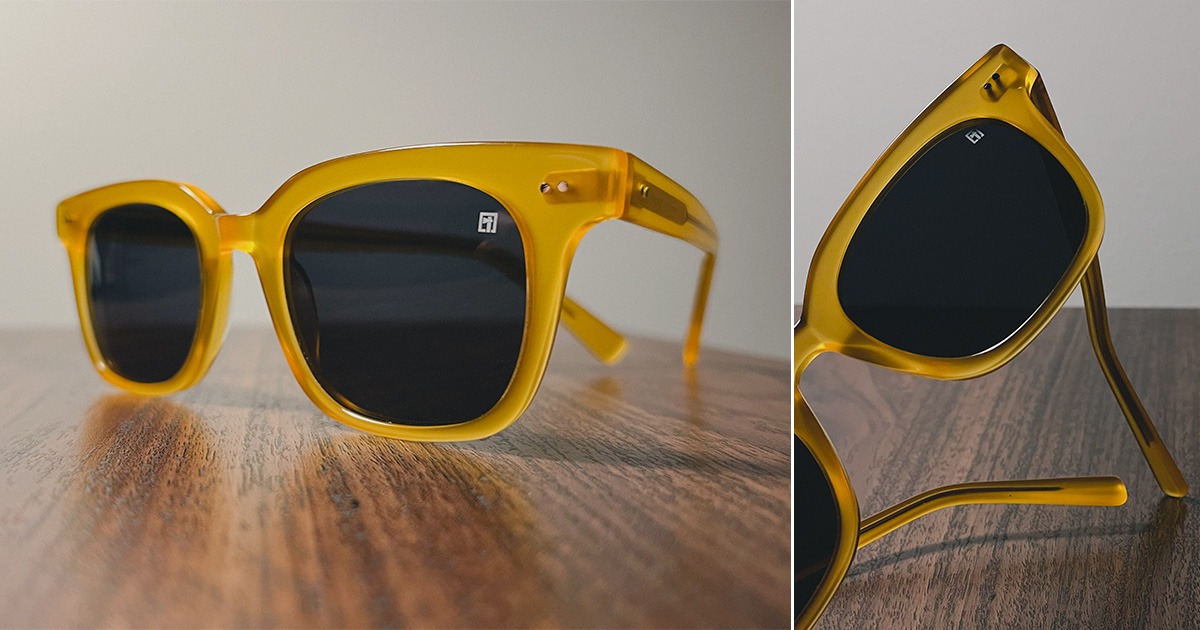 yellow sunglasses from tomahawk shades side by side