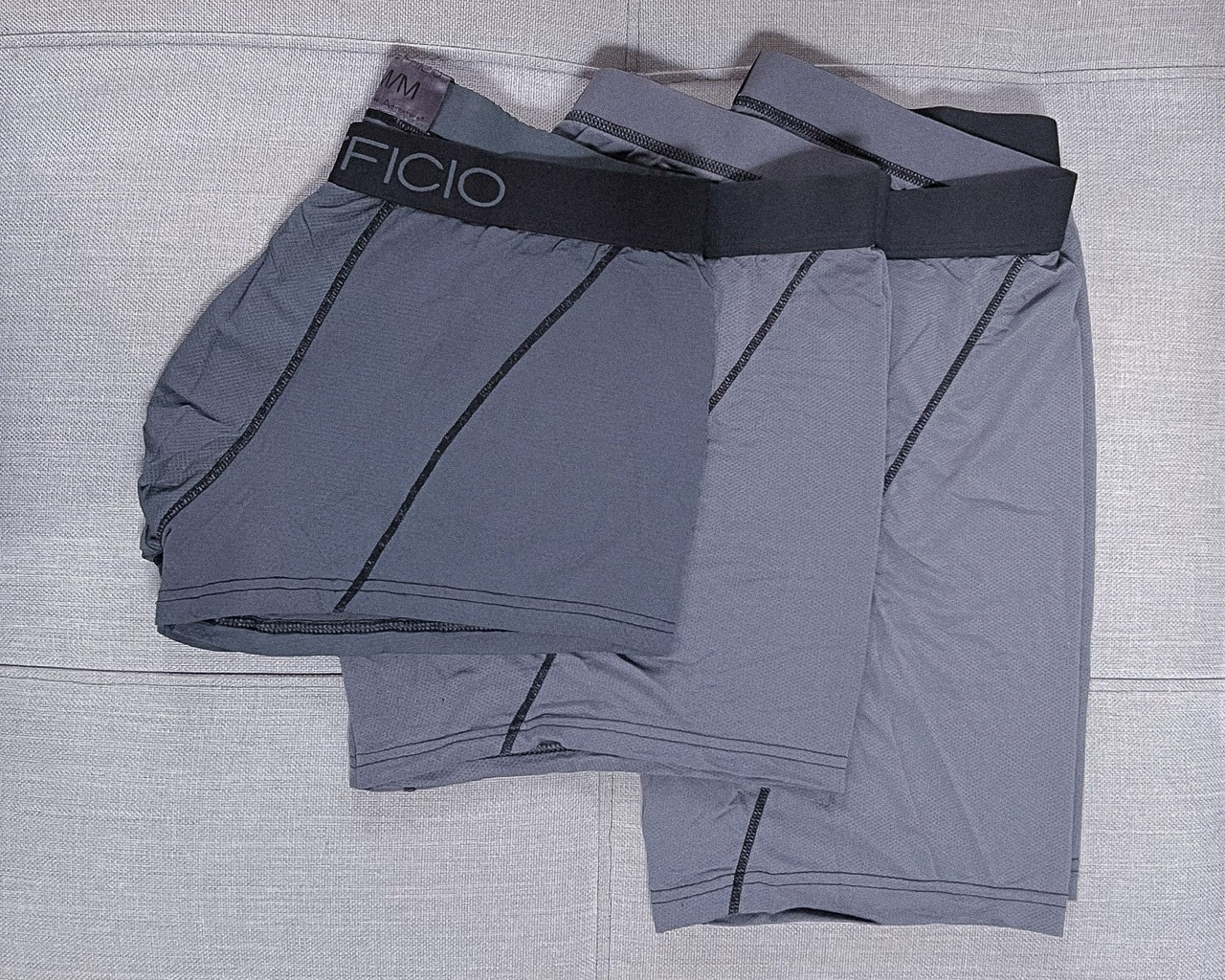 comparison of 3 different boxer brief lengths ex officio 3 6 and 9 inch