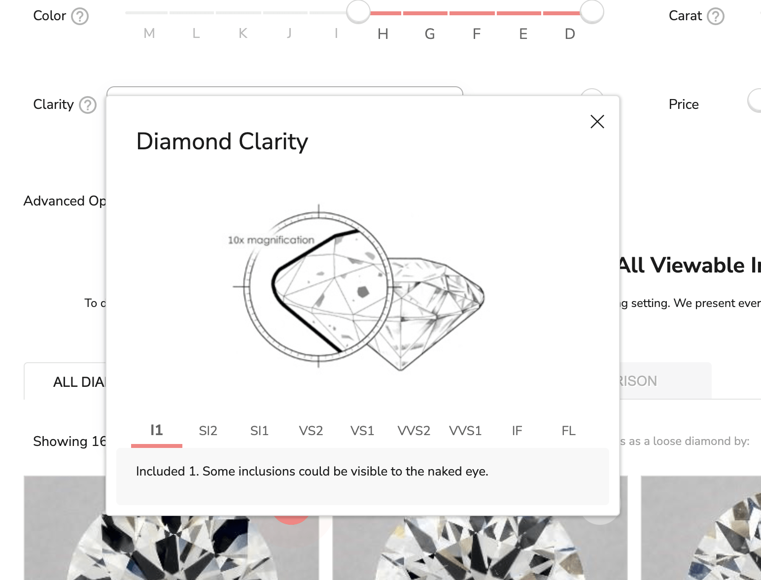screenshot of james allen diamond clarity illustration