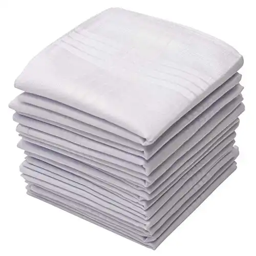 Perry Ellis White Handkerchiefs, Set of 12