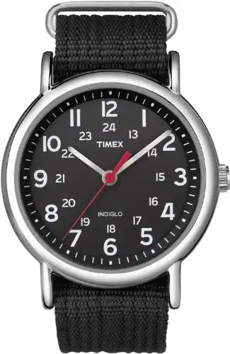 Timex Weekender Black Nylon Slip-Thru Strap Watch