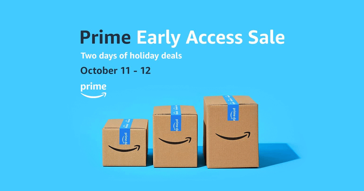 illustration of amazon boxes on blue background for amazon prime early access sale