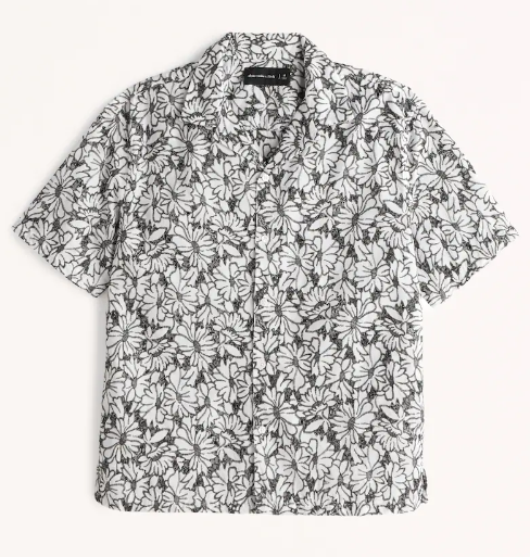 Abercrombie & Fitch Camp Collar Linen-Blend Shirt