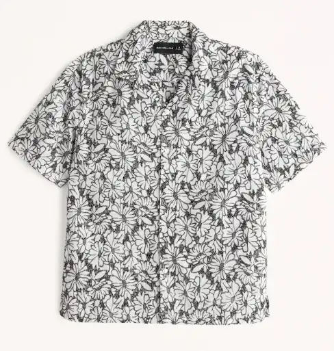 Abercrombie & Fitch Camp Collar Linen-Blend Shirt