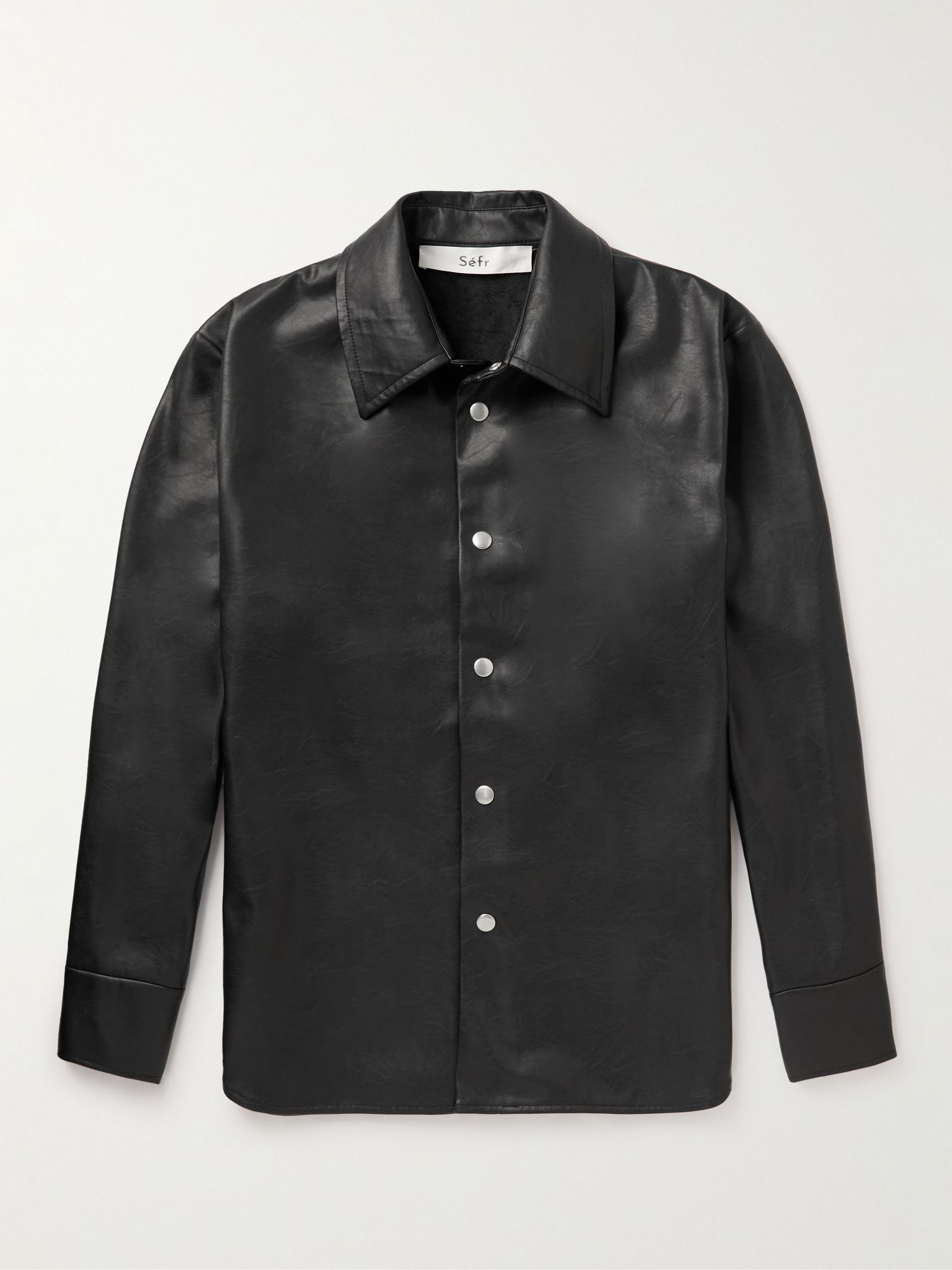 Séfr Faux Leather Shirt Jacket