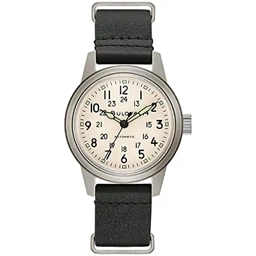 Bulova 96A246 Military Hack Watch with Black Leather NATO Strap
