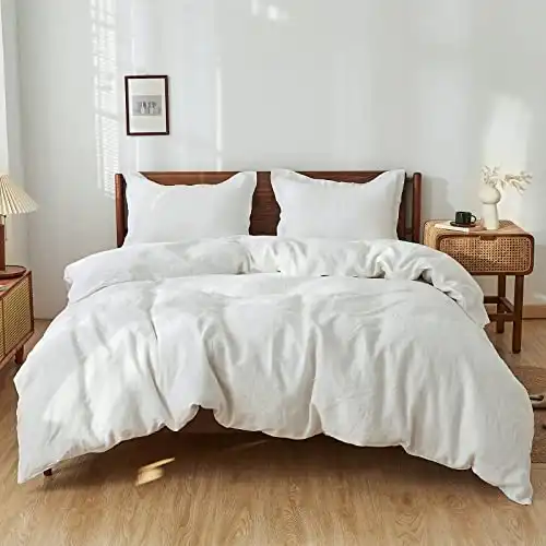 Simple&Opulence 100% Linen Duvet Cover and 2 Pillow Shams