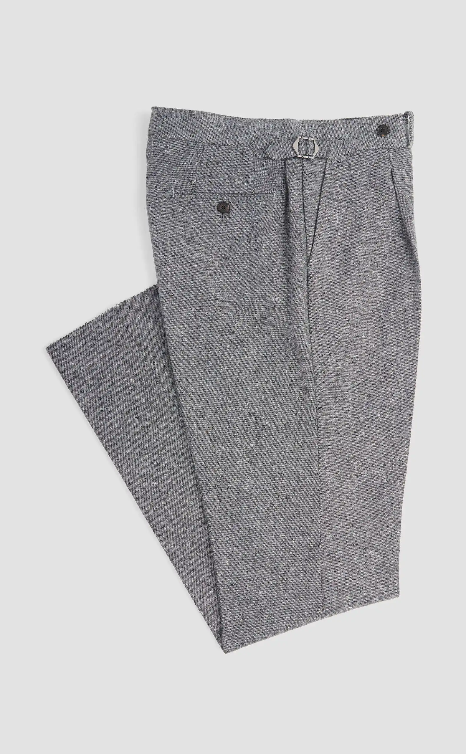 Spier & Mackay Gray Knopped Donegal Tweed Trousers