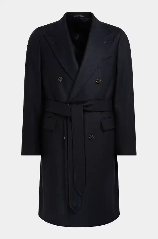 Suitsupply Belted Navy Coat