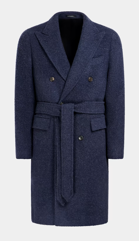Suitsupply Mid-Blue Belted Coat
