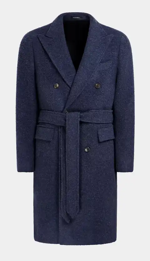 Suitsupply Mid-Blue Belted Coat