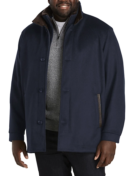 Remy Leather Trim Wool Coat