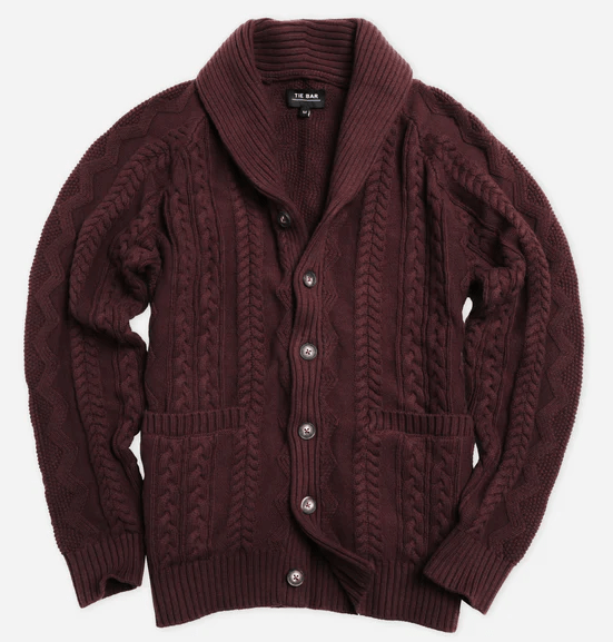 Tie Bar Cable Shawl Cardigan