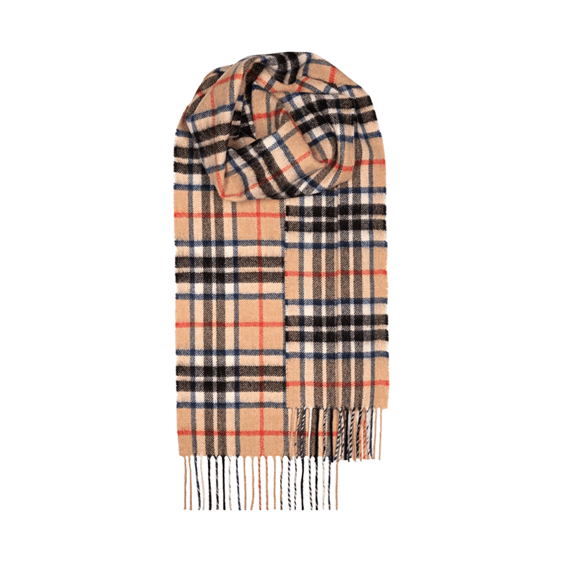Peter Manning Camel Tartan Plaid Scarf