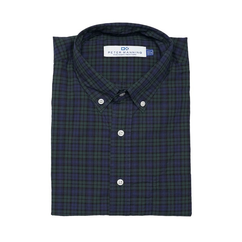 Peter Manning Everyday Stretch Oxford Black Watch Plaid
