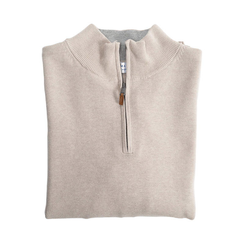 Peter Manning Sand Cotton Quarter Zip Sweaters