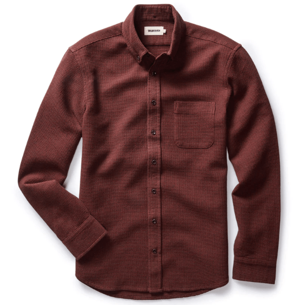Taylor Stitch Jack Shirt in Burgundy Waffle