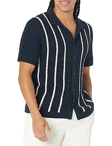 Vince Crochet Stripe Button Down Shirt